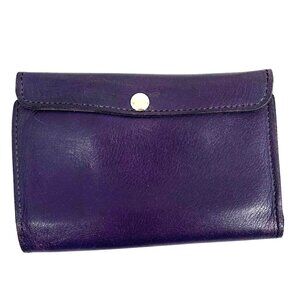 VTG Artisan Purple Leather Snap Closure Travel Wallet Multiple Card Slots